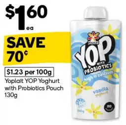 Woolworths Yoplait YOP Yoghurt with Probiotics Pouch offer