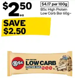 Woolworths BSc High Protein Low Carb Protein Bar offer