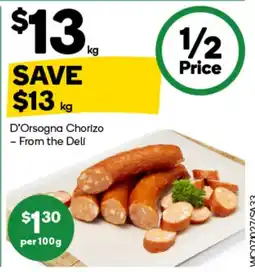 Woolworths D'Orsogna Chorizo offer
