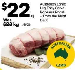 Woolworths Australian Lamb Leg Easy Carve Boneless Roast offer