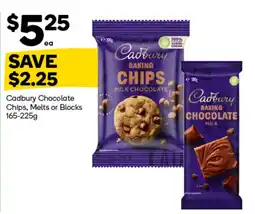 Woolworths Cadbury Chocolate Chips, Melts or Blocks offer