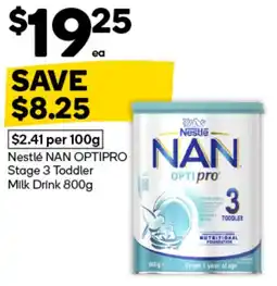 Woolworths Nestlé NAN OPTIPRO Stage 3 Toddler Milk Drink offer