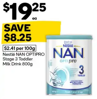 Woolworths Nestlé NAN OPTIPRO Stage 3 Toddler Milk Drink offer