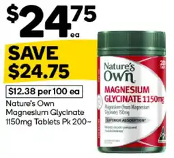 Woolworths Nature's Own Magnesium Glycerinate 1150mg Tablets offer