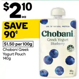 Woolworths Chobani Greek Yogurt Pouch offer