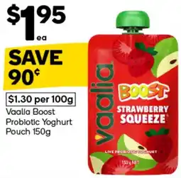 Woolworths Vaalia Boost Probiotic Yoghurt Pouch offer