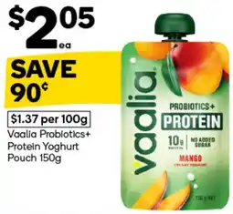 Woolworths Vaalia Probiotics+ Protein Yoghurt Pouch offer