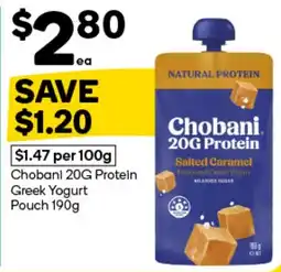 Woolworths Chobani 20G Protein Greek Yogurt Pouch offer