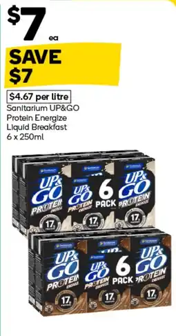 Woolworths Sanitarium UP&GO Protein Energize Liquid Breakfast offer