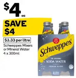 Woolworths Schweppes Mixers or Mineral Water offer