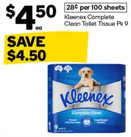 Woolworths Kleenex Complete Clean Toilet Tissue offer