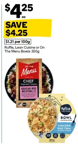 Woolworths Ruffie, Lean Cuisine or On The Menu Bowls offer