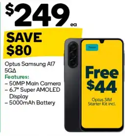 Woolworths Optus Samsung A17 5GA offer