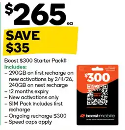 Woolworths Boost $300 Starter Pack offer