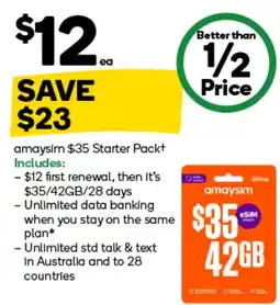 Woolworths amaysim $35 Starter Pack offer