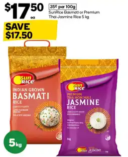 Woolworths SunRice Basmati or Premium Thai Jasmine Rice offer