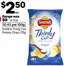 Woolworths Smith's Thinly Cut Potato Chips offer