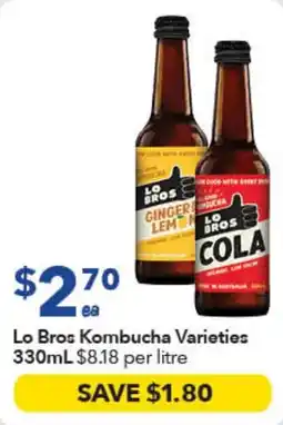 Ritchies Lo Bros Kombucha Varieties offer