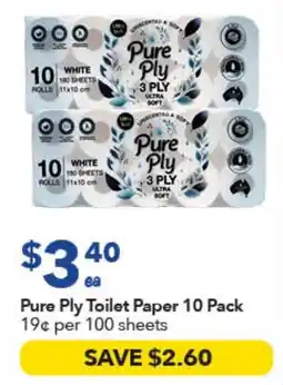 Ritchies Pure Ply Toilet Paper 10 Pack offer