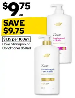 Woolworths Dove Shampoo or Conditioner offer