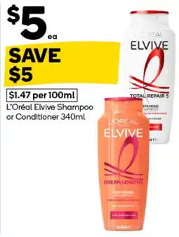 Woolworths L'Oréal Elvive Shampoo or Conditioner offer