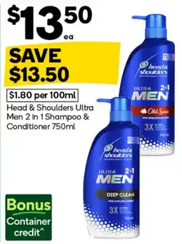 Woolworths Head & Shoulders Ultra Men 2 in 1 Shampoo & Conditioner offer