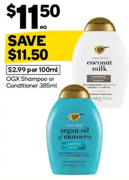 Woolworths OGX Shampoo or Conditioner offer