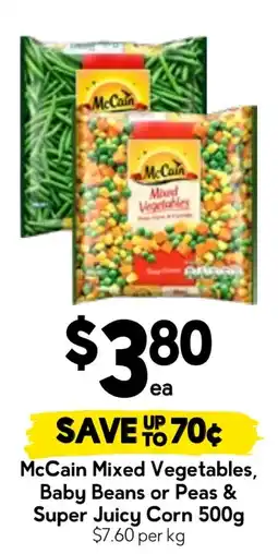 Drakes McCain Mixed Vegetables, Baby Beans or Peas & Super Juicy Corn offer