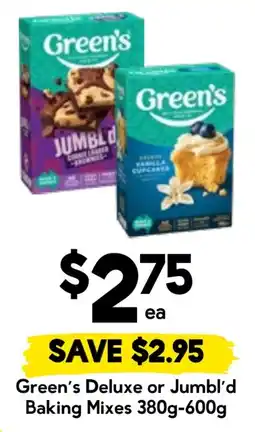Drakes Green's Deluxe or Jumb'l'd Baking Mixes offer