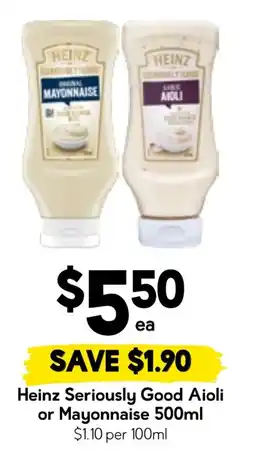 Drakes Heinz Seriously Good Aioli or Mayonnaise offer
