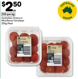 Woolworths Australian Grown Mini Roma Tomatoes offer