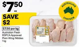 Woolworths Australian Fresh RSPCA Approved Plain Wing Nibbles offer