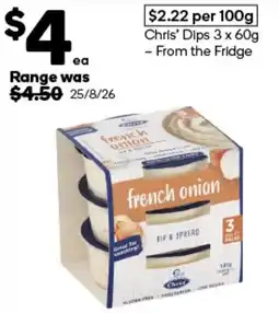 Woolworths Chris' Dips French Onion offer