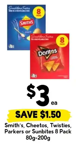 Drakes Smith's, Cheetos, Twisties, Parkers or Sunbites 8 Pack offer