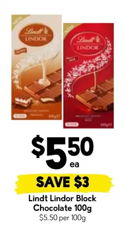 Drakes Lindt Lindor Block Chocolate offer