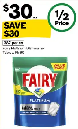 Woolworths Fairy Platinum Dishwasher Tablets offer