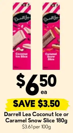 Drakes Darrell Lea Coconut Ice or Caramel Snow Slice offer
