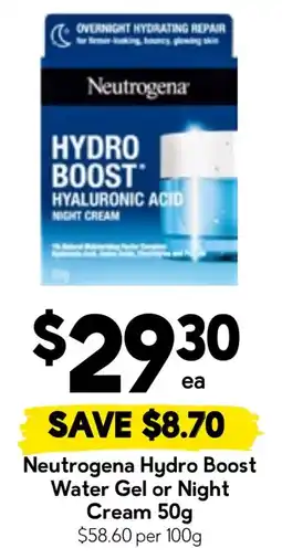 Drakes Neutrogena Hydro Boost Water Gel or Night Cream offer