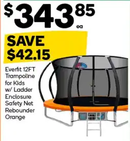 Woolworths Everfit 12FT Trampoline for Kids w/ Ladder Enclosure Safety Net Rebounder Orange offer