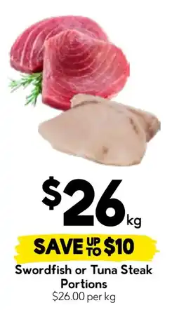 Drakes Swordfish or Tuna Steak Portions offer