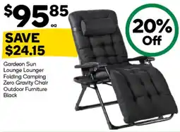 Woolworths Gardeon Sun Lounge Lounger Folding Camping Zero Gravity Chair Outdoor Furniture Black offer