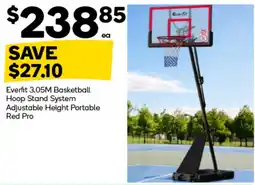 Woolworths Everfit 3.05M Basketball Hoop Stand System Adjustable Height Portable Red Pro offer