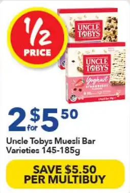 Ritchies Uncle Tobys Muesli Bar Varieties offer