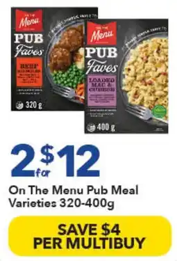 Ritchies On The Menu Pub Meal Varieties offer