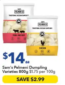 Ritchies Sam's Pelmeni Dumpling Varieties offer