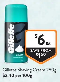 Foodworks Gillette Shaving Cream offer