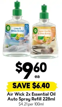 Drakes Air Wick 2x Essential Oil Auto Spray Refill offer