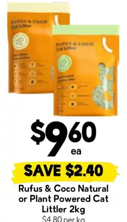 Drakes Rufus & Coco Natural or Plant Powered Cat Littler offer