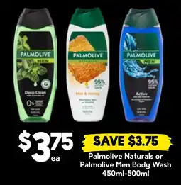 Drakes Palmolive Naturals or Palmolive Men Body Wash offer