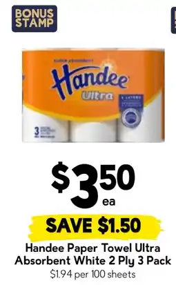 Drakes Handee Paper Towel Ultra Absorbent White 2 Ply offer